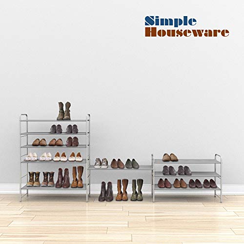 Simple Houseware 3-Tier Shoe Rack Storage Organizer, Grey