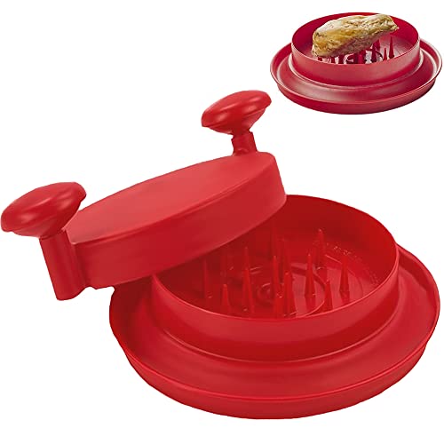 HaiZhiTong 10.3in Chicken Breast Shredder Mincer Mincer Tool with Handle and Anti-Slip Bottom Mat for Pork Red Beef Chicken Breast Substitute for Bear Claw (Red)
