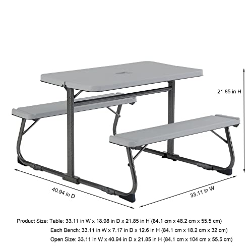 MIHAL Folding Kid's Activity Table with Gray Texture Surface, Steel and Plastic