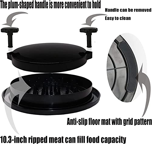 HaiZhiTong 10.3in Chicken Breast Shredder Mincer Mincer Tool with Handle and Anti-Slip Bottom Mat for Pork Red Beef Chicken Breast Substitute for Bear Claw (Red)