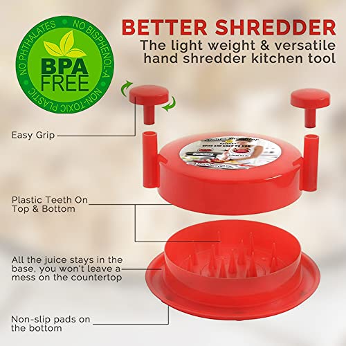 Havana's Kitchen Chicken Shredder - Perfect Meat Shredder Tool Machine with Handle, Chicken Shredder Tool with Anti-Slip Handles, BPA Free, Suitable for Grinding Pork, Beef, & Chicken (Red)