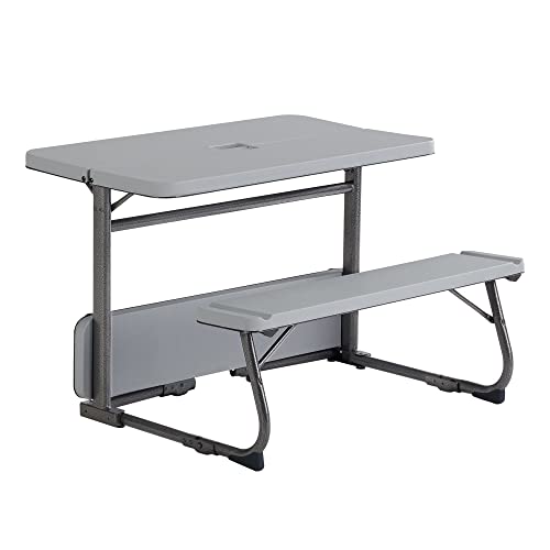 MIHAL Folding Kid's Activity Table with Gray Texture Surface, Steel and Plastic