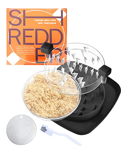 DAJOOEE Chicken Shredder, Upgrade 3-Layer Meat Shredder Tool, Anti-Slip Large Capacity, Easy to Clean & Take Out, Patent Design Shark Fin Shaper for Shred Chicken Cabbage Beef Pork