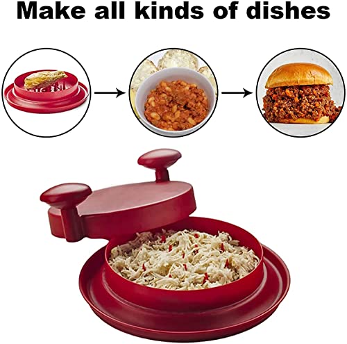 HaiZhiTong 10.3in Chicken Breast Shredder Mincer Mincer Tool with Handle and Anti-Slip Bottom Mat for Pork Red Beef Chicken Breast Substitute for Bear Claw (Red)