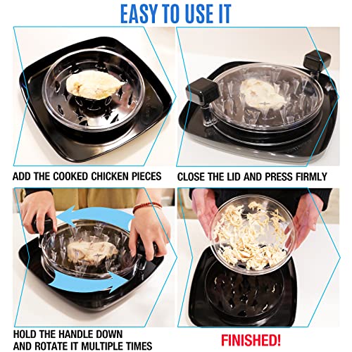 DAJOOEE Chicken Shredder, Upgrade 3-Layer Meat Shredder Tool, Anti-Slip Large Capacity, Easy to Clean & Take Out, Patent Design Shark Fin Shaper for Shred Chicken Cabbage Beef Pork