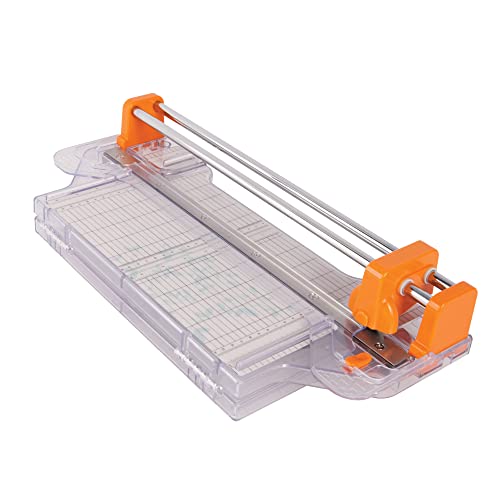 Fiskars ProCision™ Rotary Bypass Paper Trimmer - 12" Cut Length - Craft Paper and Mixed Media Cutter with Grid Lines Orange