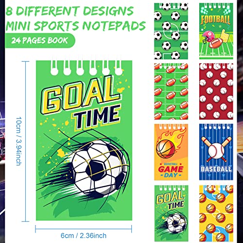 Pajean 24 Pieces Sports Mini Notepads, Party Favors Spiral Journal Basketball Baseball Football Ball Notebooks for Boys Girls Teacher Classroom Office School Goodie Bags Stuffers 2.36 x 3.94 Inches