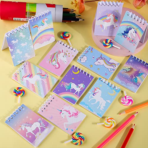 HOBBY HORSE 24 Pieces Unicorn Mini Notebooks Printed Stationery Small Unicorn Spiral Notepads in 12 Designs for Unicorn Party Favors, 3.54 x 2.36 Inch