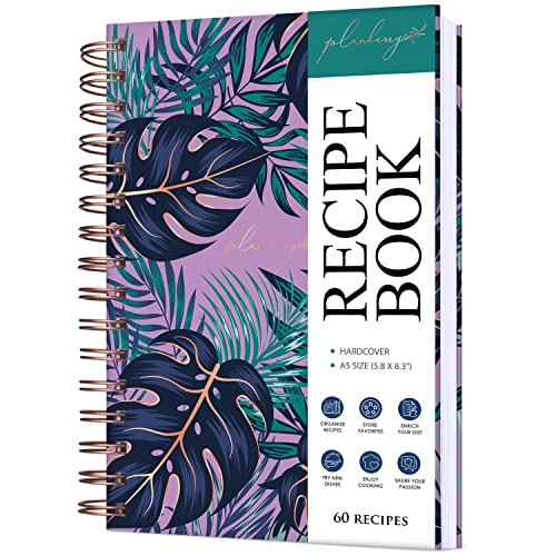 PLANBERRY Recipe Book – Blank Hardcover Cookbook to Write In Your Own Recipes – Empty Cook Book Journal to Fill In – Blank Family Recipe Notebook – 60 Recipes, 6.3”x8.4” (Wild Purple)
