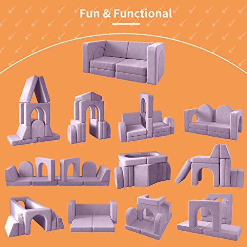 wanan Kids Couch 10PCS, Toddler Couch with Modular Kids Couch for Playroom Bedroom, 10 in 1 Multifunctional Toddler Couch for Playing, Creativing, Sleeping, Indoor Kids Sofa (Blueberry)
