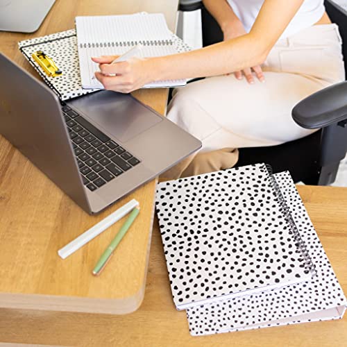 Steel Mill & Co Cute Large Spiral Notebook College Ruled, 11" x 9.5" with Durable Hardcover and 160 Lined Pages, Black Dots