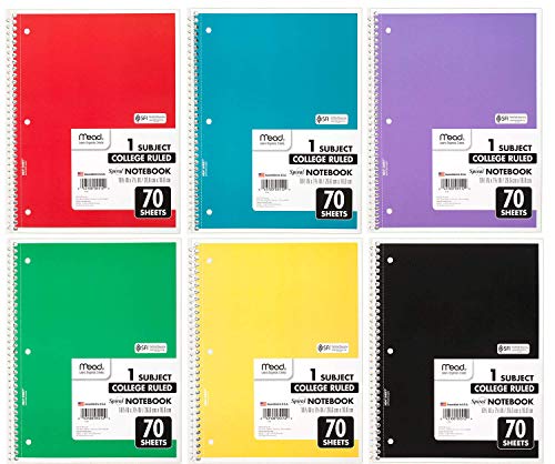 Mead Spiral Notebook, Pack of 18, 1 Subject College Ruled Spiral Bound, Pastel Color School Notebooks Included, 70 Pages…