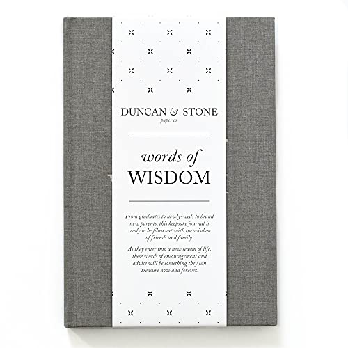 DUNCAN & STONE PAPER CO. Words of Wisdom Journal (Taupe, 109 Pages) – Blank Guest Book for Bridal Shower/Bachelorette/Graduation - Keepsake Diary Notebook to Share Experiences