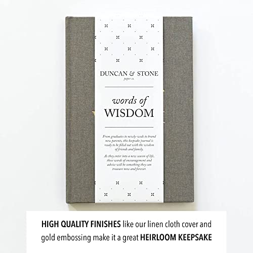 DUNCAN & STONE PAPER CO. Words of Wisdom Journal (Taupe, 109 Pages) – Blank Guest Book for Bridal Shower/Bachelorette/Graduation - Keepsake Diary Notebook to Share Experiences