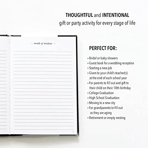 DUNCAN & STONE PAPER CO. Words of Wisdom Journal (Taupe, 109 Pages) – Blank Guest Book for Bridal Shower/Bachelorette/Graduation - Keepsake Diary Notebook to Share Experiences
