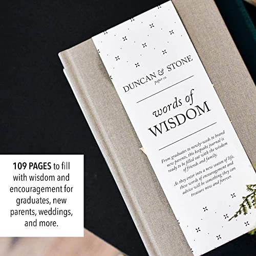 DUNCAN & STONE PAPER CO. Words of Wisdom Journal (Taupe, 109 Pages) – Blank Guest Book for Bridal Shower/Bachelorette/Graduation - Keepsake Diary Notebook to Share Experiences
