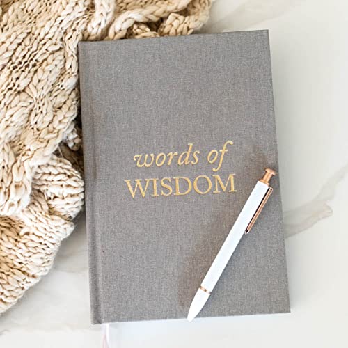 DUNCAN & STONE PAPER CO. Words of Wisdom Journal (Taupe, 109 Pages) – Blank Guest Book for Bridal Shower/Bachelorette/Graduation - Keepsake Diary Notebook to Share Experiences