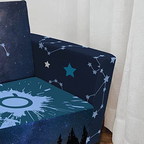 fond + found Kids Sofa, Zodiac Sign Toddler Couch 2-in-1 Convertible Sofa to Lounger, Starry Sky Flip Out Chair & Sleeper, Zodiac Gifts Kids Couch for Kids Girls Boys
