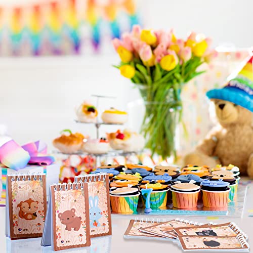 32 Pieces Mini Notebooks for Kids Woodland Party Favors, Woodland Animal Mini Notepads Forest Animals Spiral Notebook Owl Raccoon Squirrel Rabbit Decor for Kids Classroom (Lovely Style)