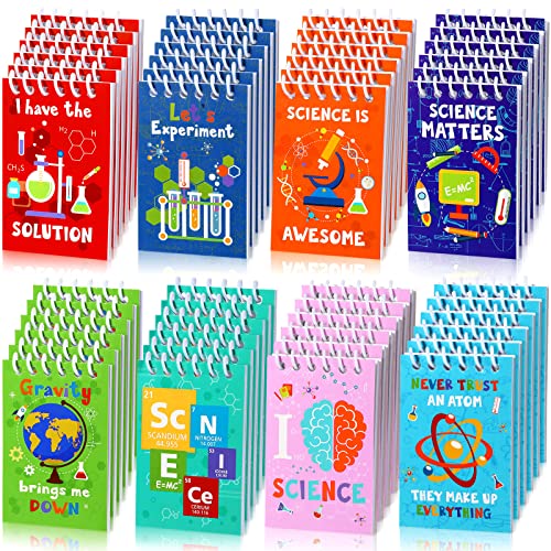 Cindeer Science Party Mini Notebooks Science Party Spiral Portable Notepads Party Bag Stuffers with 8 Designs Teacher Classroom Reward Supply for Boys Girls Planet Birthday Theme Party Favor