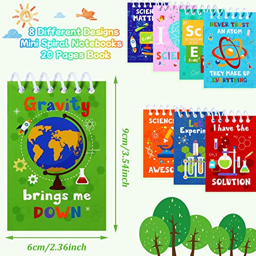 Cindeer Science Party Mini Notebooks Science Party Spiral Portable Notepads Party Bag Stuffers with 8 Designs Teacher Classroom Reward Supply for Boys Girls Planet Birthday Theme Party Favor