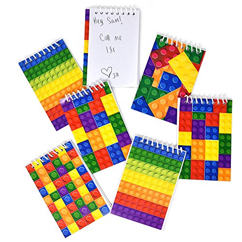 60 Bulk Pack Colorful Building Block Bricks Mini Notepads Spiral Notebooks Kids Carnival Birthday Theme Party Favor Supplies Decoration for Teens Girls Boys Teacher Children Classroom Rewards