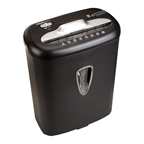 Amazon Basics 8 Sheet Cross Cut Paper and Credit Card Shredder with 4.1 Gallon Bin, Black