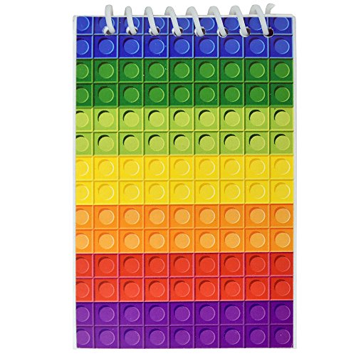 60 Bulk Pack Colorful Building Block Bricks Mini Notepads Spiral Notebooks Kids Carnival Birthday Theme Party Favor Supplies Decoration for Teens Girls Boys Teacher Children Classroom Rewards