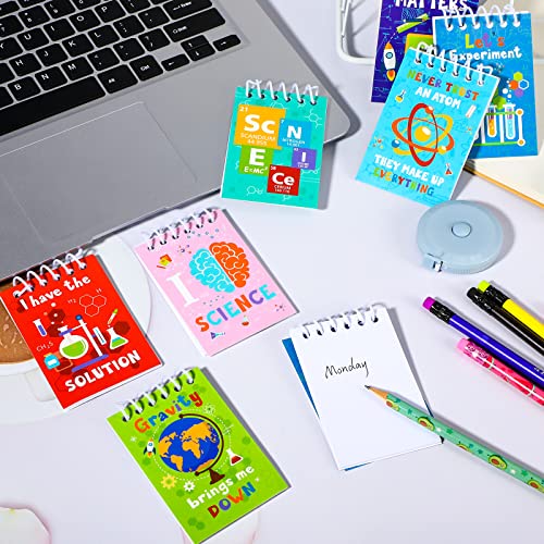 Cindeer Science Party Mini Notebooks Science Party Spiral Portable Notepads Party Bag Stuffers with 8 Designs Teacher Classroom Reward Supply for Boys Girls Planet Birthday Theme Party Favor
