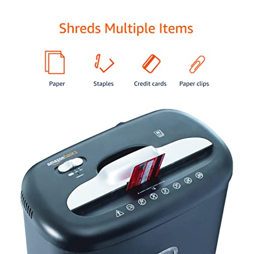 Amazon Basics 8 Sheet Cross Cut Paper and Credit Card Shredder with 4.1 Gallon Bin, Black