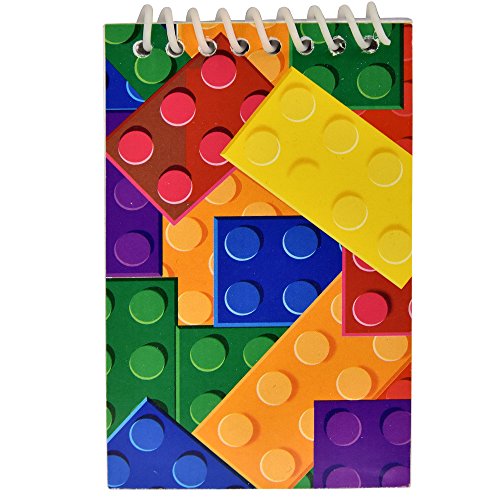 60 Bulk Pack Colorful Building Block Bricks Mini Notepads Spiral Notebooks Kids Carnival Birthday Theme Party Favor Supplies Decoration for Teens Girls Boys Teacher Children Classroom Rewards
