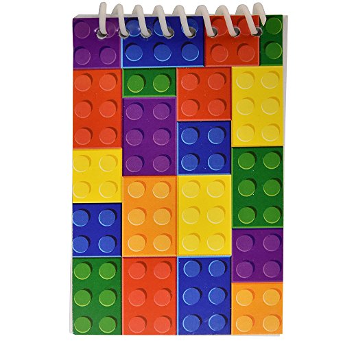 60 Bulk Pack Colorful Building Block Bricks Mini Notepads Spiral Notebooks Kids Carnival Birthday Theme Party Favor Supplies Decoration for Teens Girls Boys Teacher Children Classroom Rewards