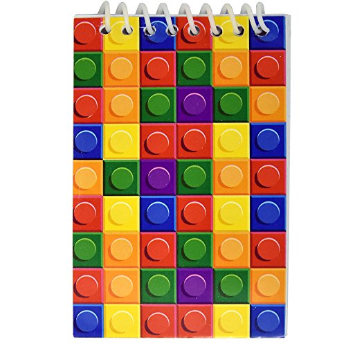 60 Bulk Pack Colorful Building Block Bricks Mini Notepads Spiral Notebooks Kids Carnival Birthday Theme Party Favor Supplies Decoration for Teens Girls Boys Teacher Children Classroom Rewards