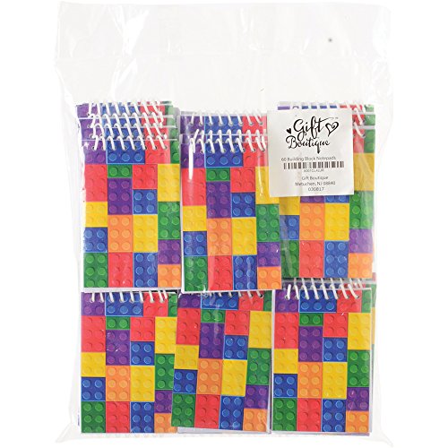 60 Bulk Pack Colorful Building Block Bricks Mini Notepads Spiral Notebooks Kids Carnival Birthday Theme Party Favor Supplies Decoration for Teens Girls Boys Teacher Children Classroom Rewards