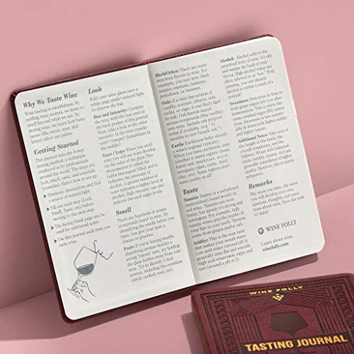Wine Folly Wine Journal Guided Wine Tasting Notes (5" x 7" B6 Notebook) - Features 4 Step Tasting Method, Wine Color Reference Card, and Page Marker (Black)