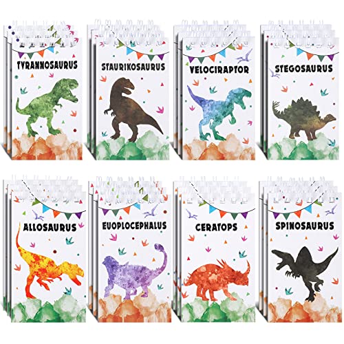 24 Pieces Mini Notebooks for Kids Mini Dinosaur Notebooks Notepad for Kids Dinosaur Party Favor Carnival Goodie Bag Stuffers Journal Notepad Classroom Rewards Supplies for Dinosaur Birthday Party