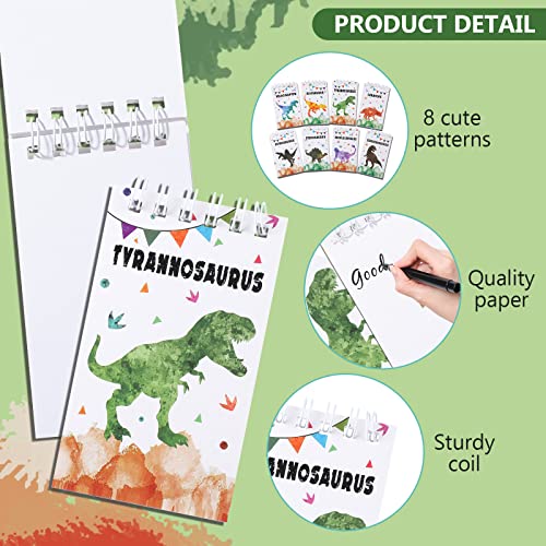 24 Pieces Mini Notebooks for Kids Mini Dinosaur Notebooks Notepad for Kids Dinosaur Party Favor Carnival Goodie Bag Stuffers Journal Notepad Classroom Rewards Supplies for Dinosaur Birthday Party