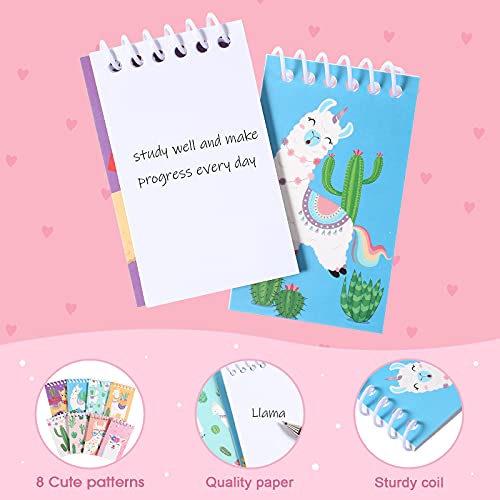 24 Pieces Llama Mini Notebooks Summer Birthday Party Favors Memo Spiral Tiny Cactus Notepads Bulk Teacher Classroom Reward Prizes Pinata Gift Bags Fillers Supply for Boys Girls Birthday Party Supply