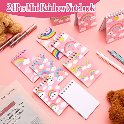 24 Pcs Mini Rainbow Notebook,Rainbow Mini Notepads for Kids,Mini Spiral Notebooks,2.36 x 3.94 Inch Rainbow Pocket Notebooks for Girls Kids Classroom Birthday Rainbow Party Favors