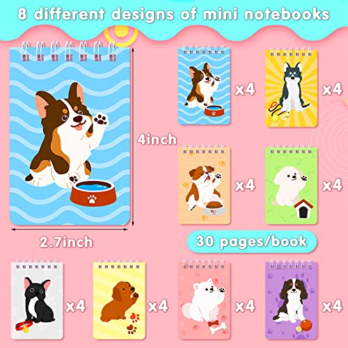 Mini Dog Notebooks 32 Packs Dog Party Favors Mini Spiral Notebook For Kids Journal Notebook Dog Birthday Party Supplies Animal Puppy Decorations Party Gifts Goodies Bag For Boys Girls 4 x 2.7 Inch