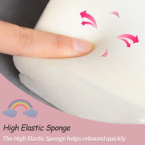 HIGOGOGO Plush Foldable Kids Sofa, Cartoon Rainbow Children Couch Backrest Armchair Bed with Pocket and Handle, Upholstered 2 in 1 Flip Open Infant Baby Seat for Living Room Bedroom, Pink