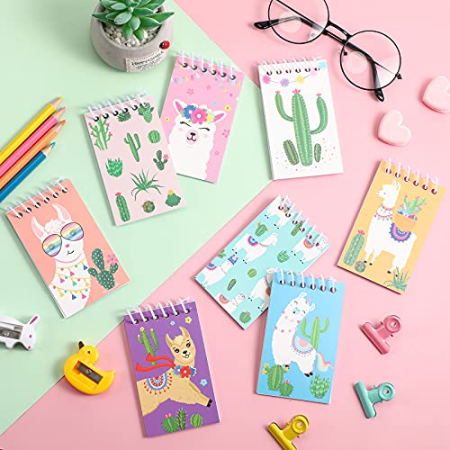 24 Pieces Llama Mini Notebooks Summer Birthday Party Favors Memo Spiral Tiny Cactus Notepads Bulk Teacher Classroom Reward Prizes Pinata Gift Bags Fillers Supply for Boys Girls Birthday Party Supply