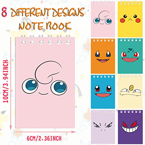 24 Pieces Cartoon Mini Notebooks (2.36 x 3.94"）Pocket Monster Themed Party Favor Notepads Spiral Pocket Notebooks Birthday Gift Teacher Classroom Rewards for Kids Adults Party Goody Bags Stuffers