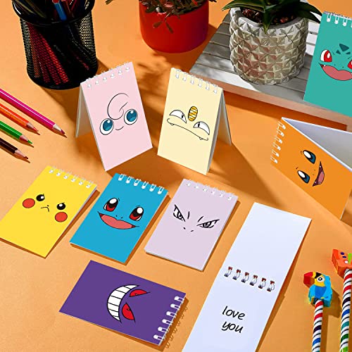 24 Pieces Cartoon Mini Notebooks (2.36 x 3.94"）Pocket Monster Themed Party Favor Notepads Spiral Pocket Notebooks Birthday Gift Teacher Classroom Rewards for Kids Adults Party Goody Bags Stuffers