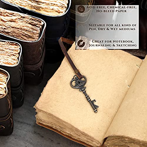 C CUERO Compass Vintage Leather Journal - Antique Handmade Leather Bound journal with deckle edge paper Diary - Leather Sketchbook - Drawing Journal Notebook - Great Gift Men And Women (6X8 Inch)