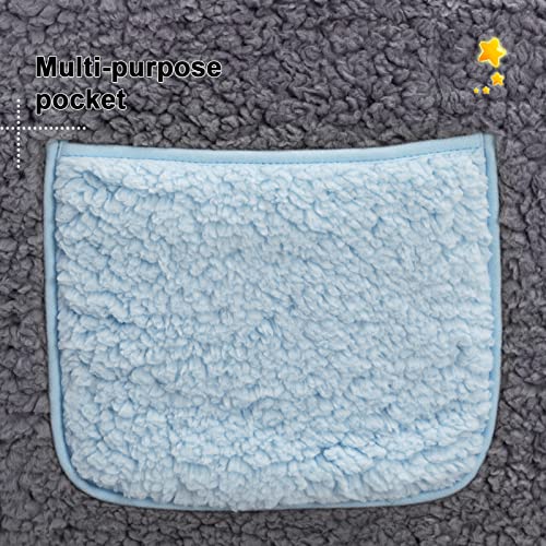 ALIMORDEN 2-in-1 Flip Out Cuddly Sherpa Kids Couch, Convertible Sofa to Lounger, Grey and Blue