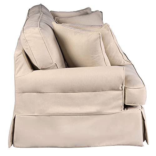 Sunset Trading Horizon Sofa Loveseat Chair Ottoman | Washable Stain and Water Resistant Performance Fabric 4 Piece Slipcovered Living Room Set, Dog Cat Pet and Kid Friendly Furniture, Tan