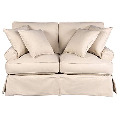 Sunset Trading Horizon Sofa Loveseat Chair Ottoman | Washable Stain and Water Resistant Performance Fabric 4 Piece Slipcovered Living Room Set, Dog Cat Pet and Kid Friendly Furniture, Tan