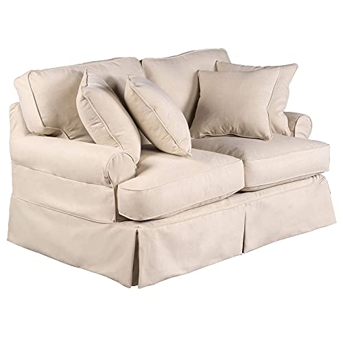 Sunset Trading Horizon Sofa Loveseat Chair Ottoman | Washable Stain and Water Resistant Performance Fabric 4 Piece Slipcovered Living Room Set, Dog Cat Pet and Kid Friendly Furniture, Tan