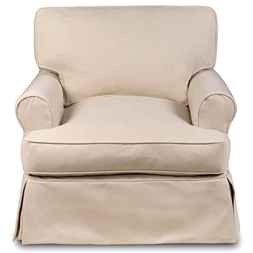 Sunset Trading Horizon Sofa Loveseat Chair Ottoman | Washable Stain and Water Resistant Performance Fabric 4 Piece Slipcovered Living Room Set, Dog Cat Pet and Kid Friendly Furniture, Tan
